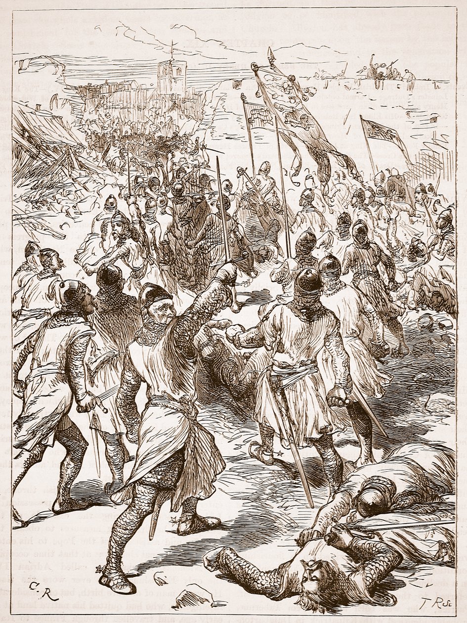 حصار وترفورد ، رسم توضيحي من Cassells Illustrated History of England (sepia photo) بواسطة مدرسة اللغة الإنجليزية