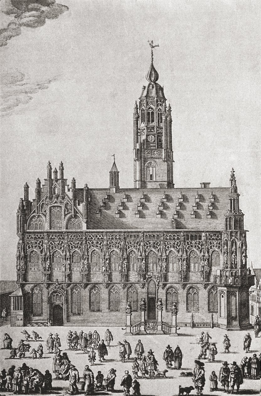 The Stadhuis ، Middelburg ، كما كان في القرن السادس عشر ، من "تاريخ قصير للشعب الإنجليزي" بقلم JR Green ، نُشر عام 1893 بواسطة مدرسة اللغة الإنجليزية