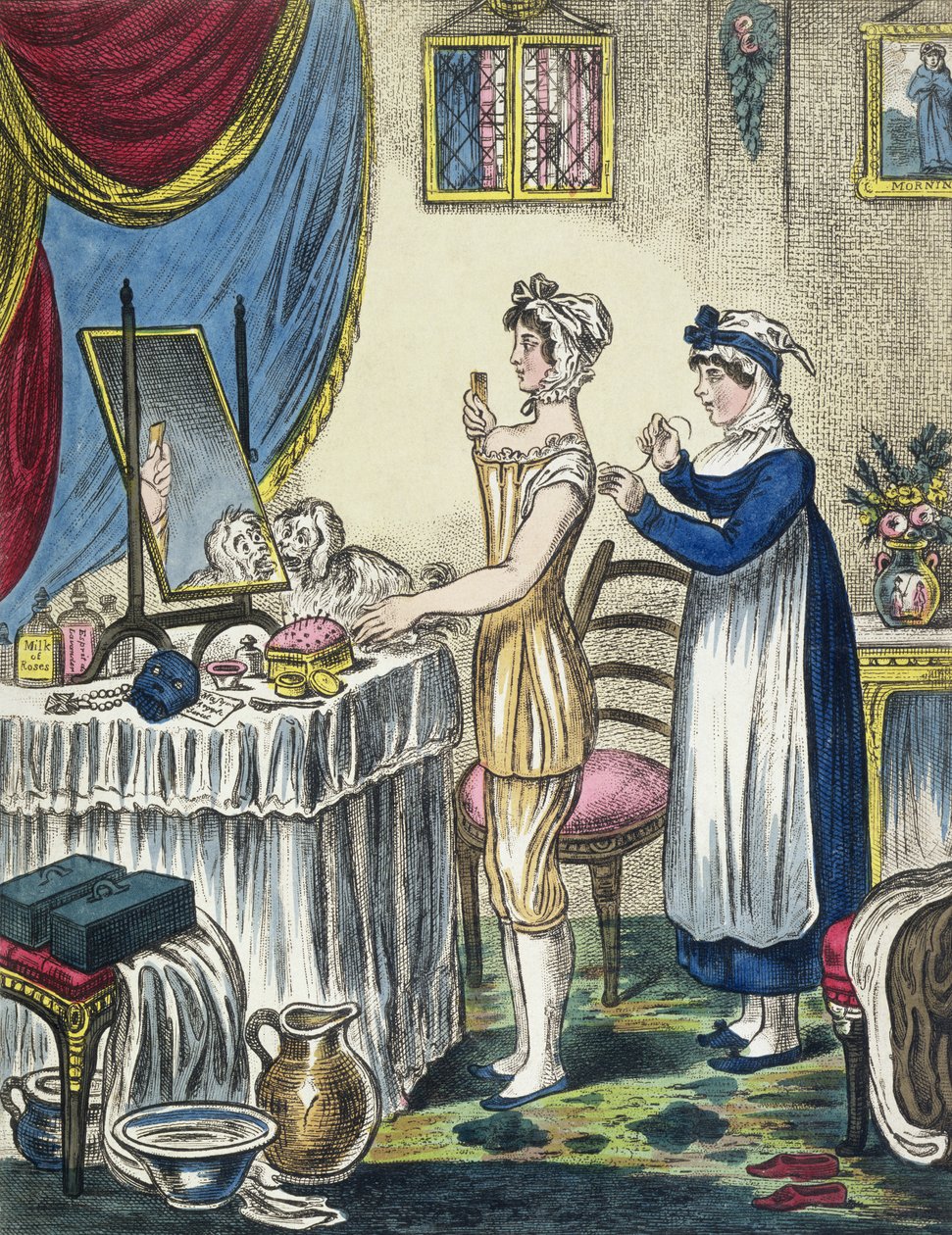 أقامات ، لوحة 1 من تقدم المرحاض ، c.1810 بواسطة مدرسة اللغة الإنجليزية