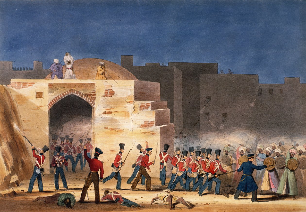 اقتحام Ghuznee ، منظر داخلي للبوابة في عام 1839 ، الحرب الأفغانية الأولى بواسطة مدرسة اللغة الإنجليزية