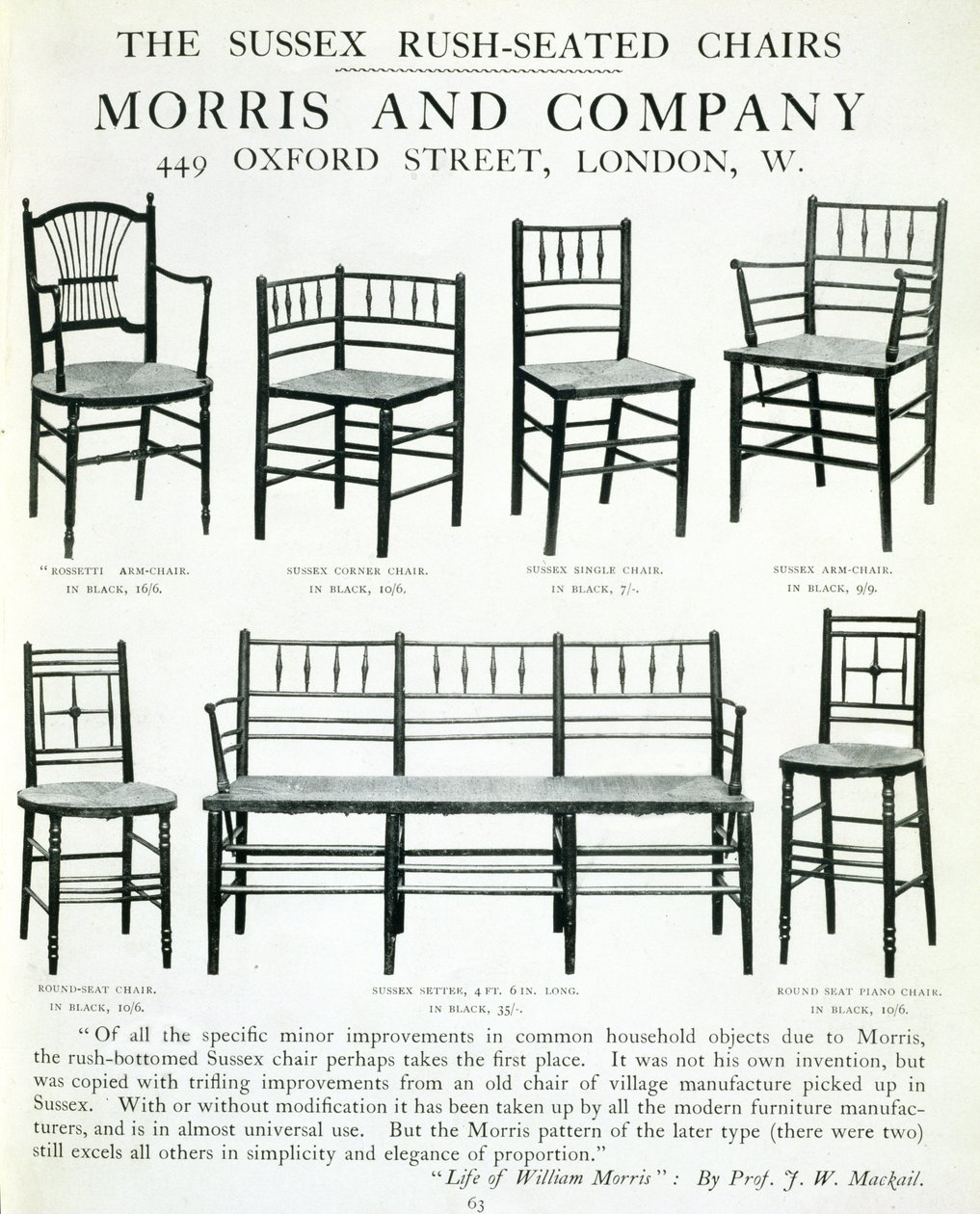 الكراسي Sussex Rush-Seated ، من صنع Morris and Company بواسطة مدرسة اللغة الإنجليزية