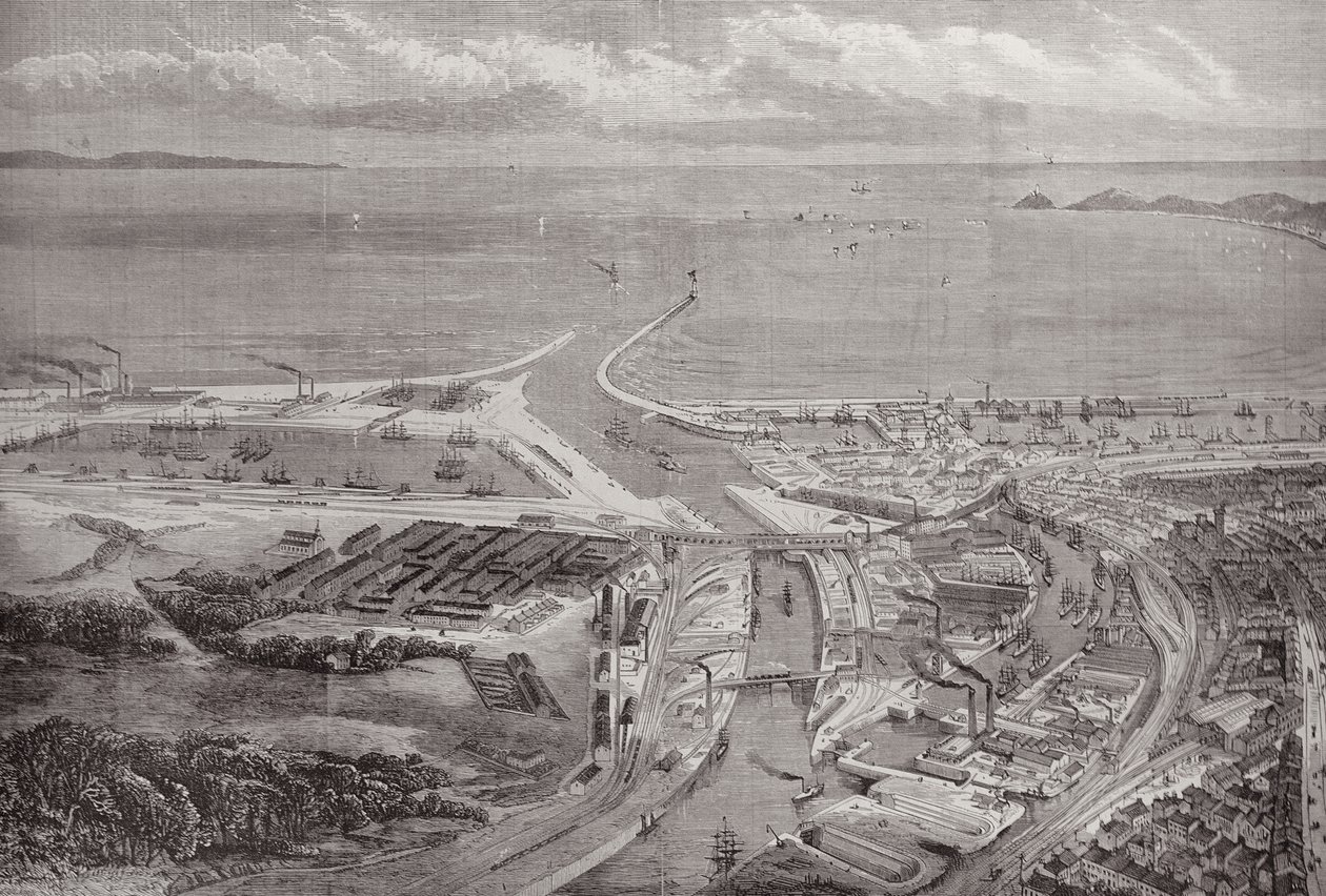 ميناء سوانسي وأرصفة ، من أخبار لندن المصورة ، 22 أكتوبر 1881 بواسطة مدرسة اللغة الإنجليزية