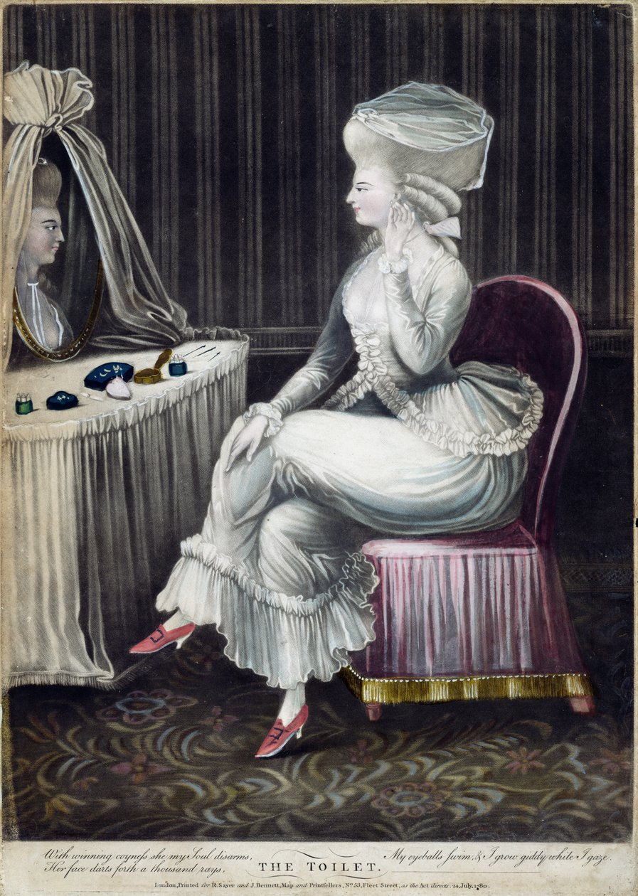 المرحاض ، حانة. بقلم روبرت ساير وجيه بينيت ، 1780 (نقش mezzotint) بواسطة مدرسة اللغة الإنجليزية
