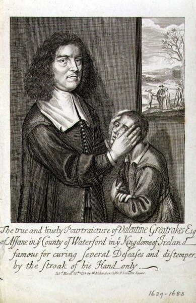 الكاريكاتير الحقيقي والحيوي لعيد الحب Greatrakes Esq. (1629-1683) حانة. بواسطة دبليو ريتشاردسون ، لندن بواسطة مدرسة اللغة الإنجليزية