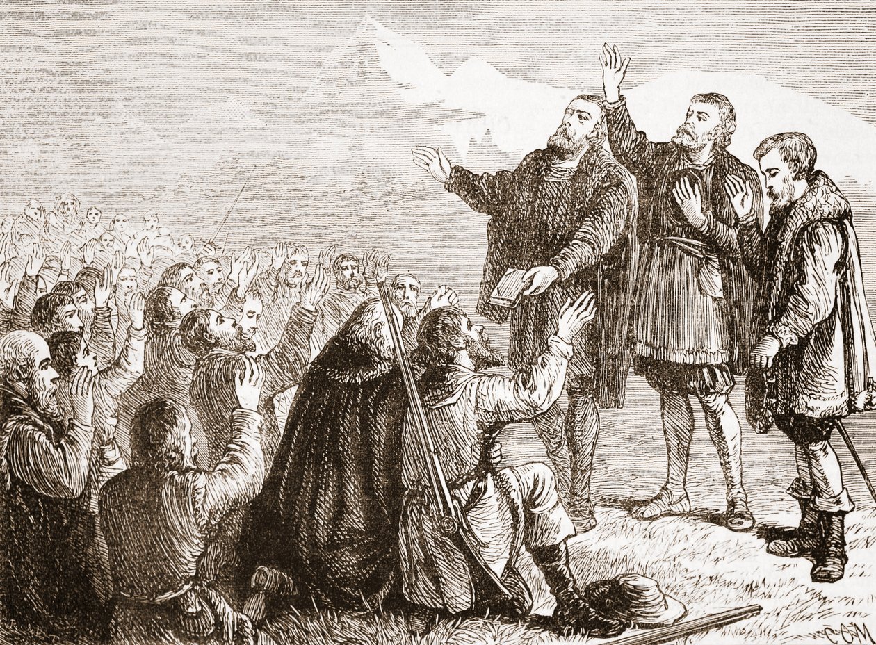أدى فودوا اليمين ، توضيح من تاريخ البروتستانتية بقلم جيمس أيتكين ويلي (1808-1890) ، حانة. 1878 بواسطة مدرسة اللغة الإنجليزية