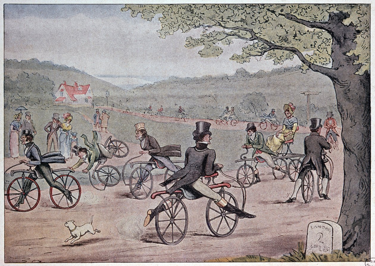 The bicycle in 1819 - from an English print of the time بواسطة مدرسة اللغة الإنجليزية