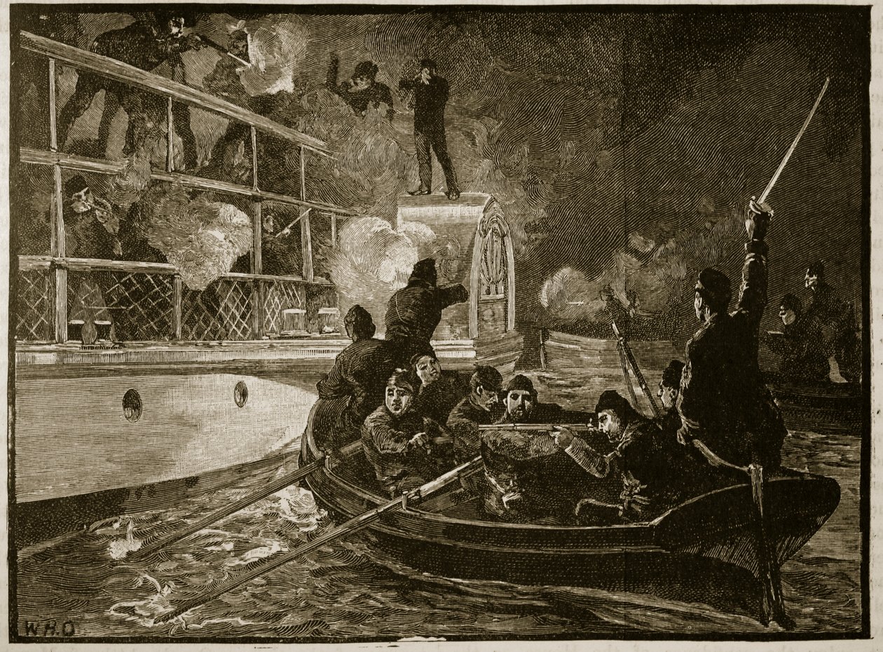 القبض على كارولين ، 1837 ، رسم توضيحي من Cassells Illustrated History of England (sepia photo) بواسطة مدرسة اللغة الإنجليزية