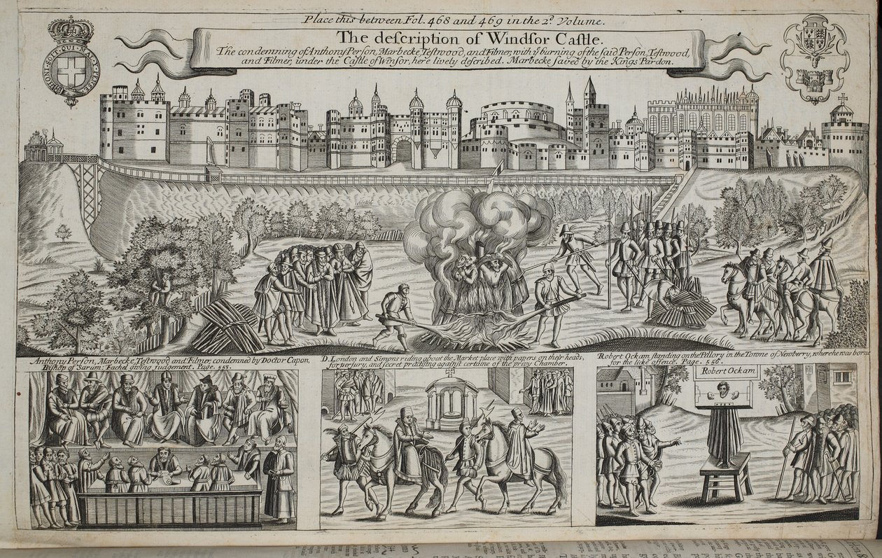 The description of قلعة وندسور ، التوضيح من أعمال وآثار جون فوكس ، الطبعة التاسعة ، حانة. 1684 بواسطة مدرسة اللغة الإنجليزية