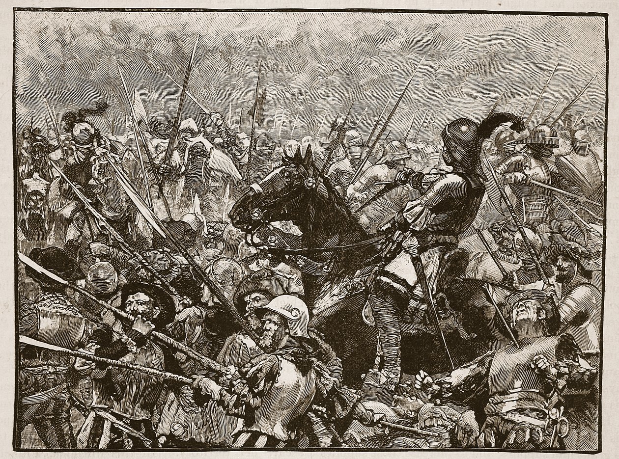 الموقف الأخير لشوارز وألمانه ، رسم توضيحي من Cassells Illustrated History of England (sepia photo) بواسطة مدرسة اللغة الإنجليزية