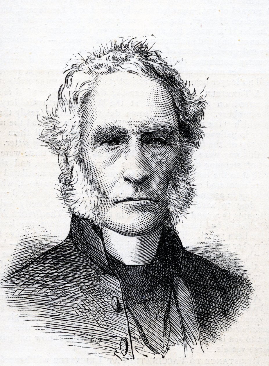 اليمين القس ألفريد أوليفانت (1798-1882) رسم توضيحي من الرسم 13 يناير 1883 بواسطة مدرسة اللغة الإنجليزية