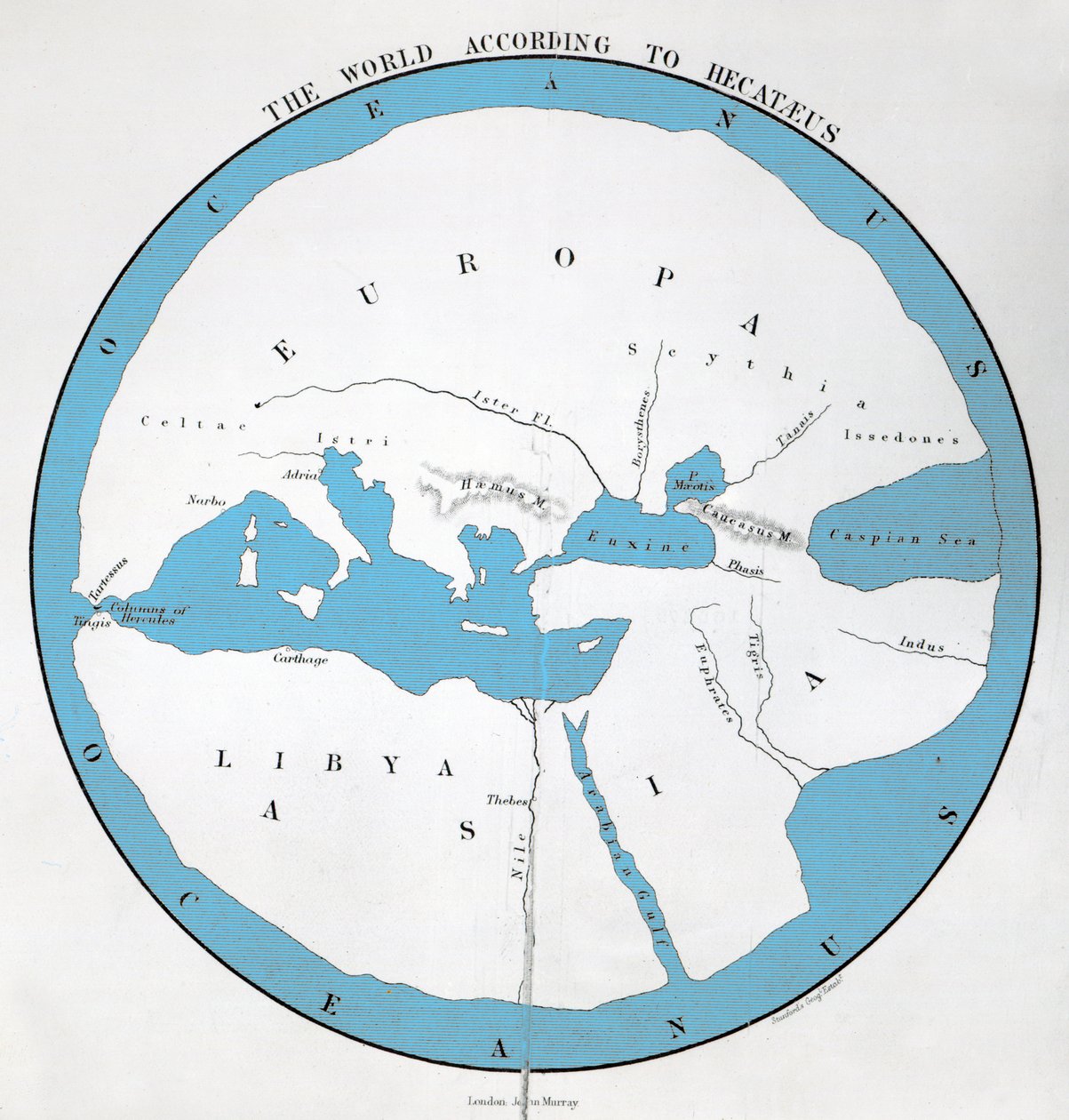 العالم حسب Hecataeus ، نشره جون موراي بواسطة مدرسة اللغة الإنجليزية
