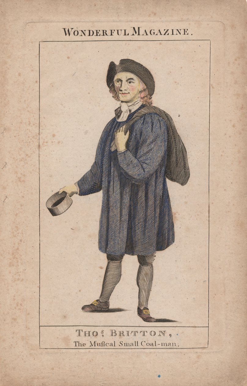 توماس بريتون: رجل الفحم الموسيقي الصغير ، رسم توضيحي من مجلة Wonderful ، c.1764 (النقش اليدوي) بواسطة مدرسة اللغة الإنجليزية