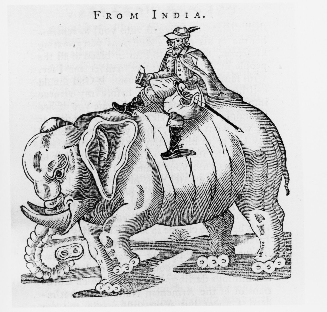 توماس كوريات (c.1577-1617) على فيل ، من رسائل من الهند في Coryats Crudities ، المجلد 3 ، نشر 1776 بواسطة مدرسة اللغة الإنجليزية