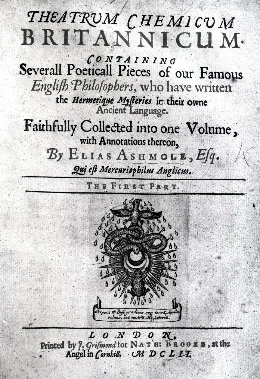 فهرس كيمياء المسرح لبريطانيا بقلم إلياس أشمول ، 1652 (طباعة) بواسطة مدرسة اللغة الإنجليزية