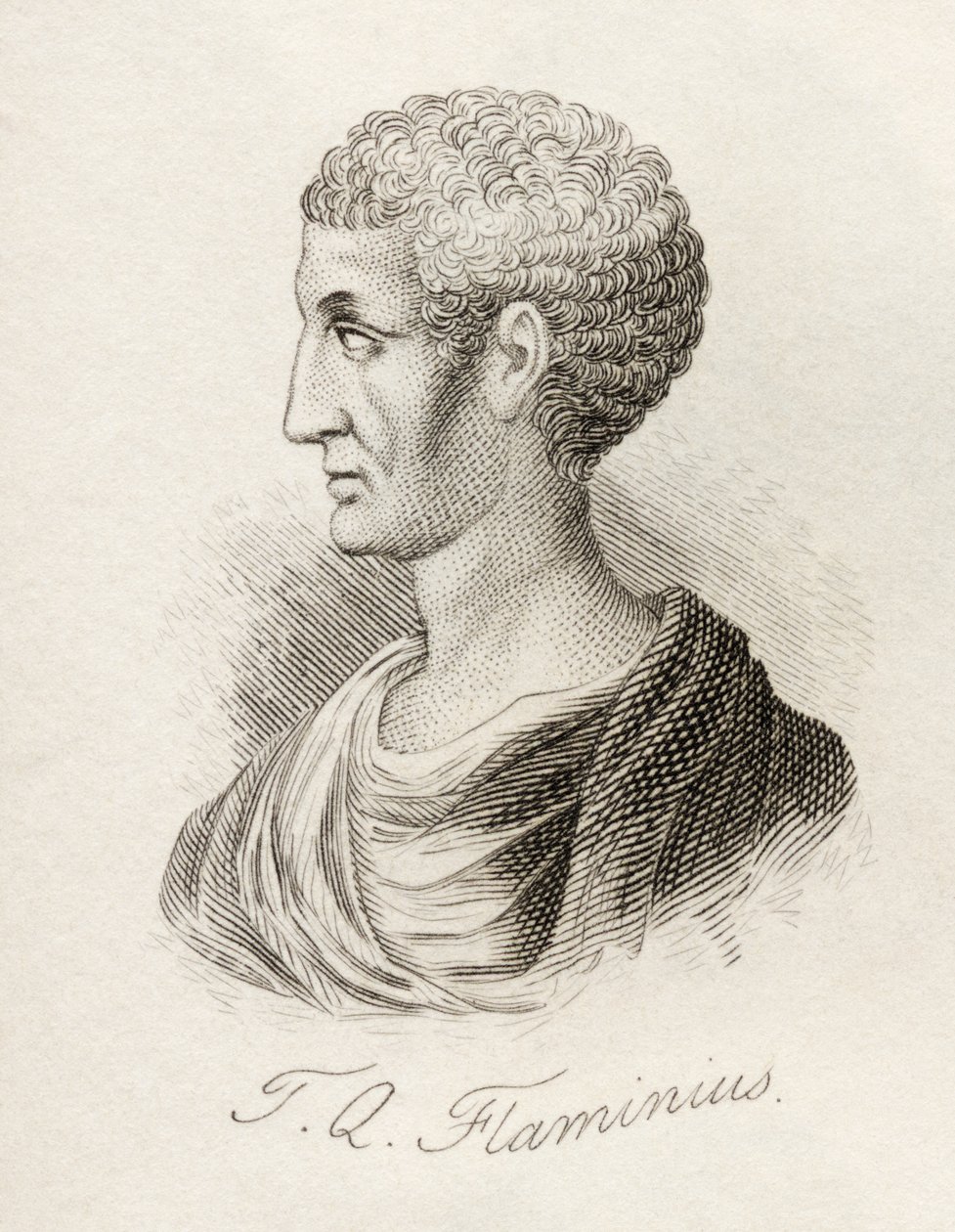 تيتوس كوينكتيوس فلامينينوس ، من "قاموس كراب التاريخي" ، نُشر عام 1825 بواسطة مدرسة اللغة الإنجليزية