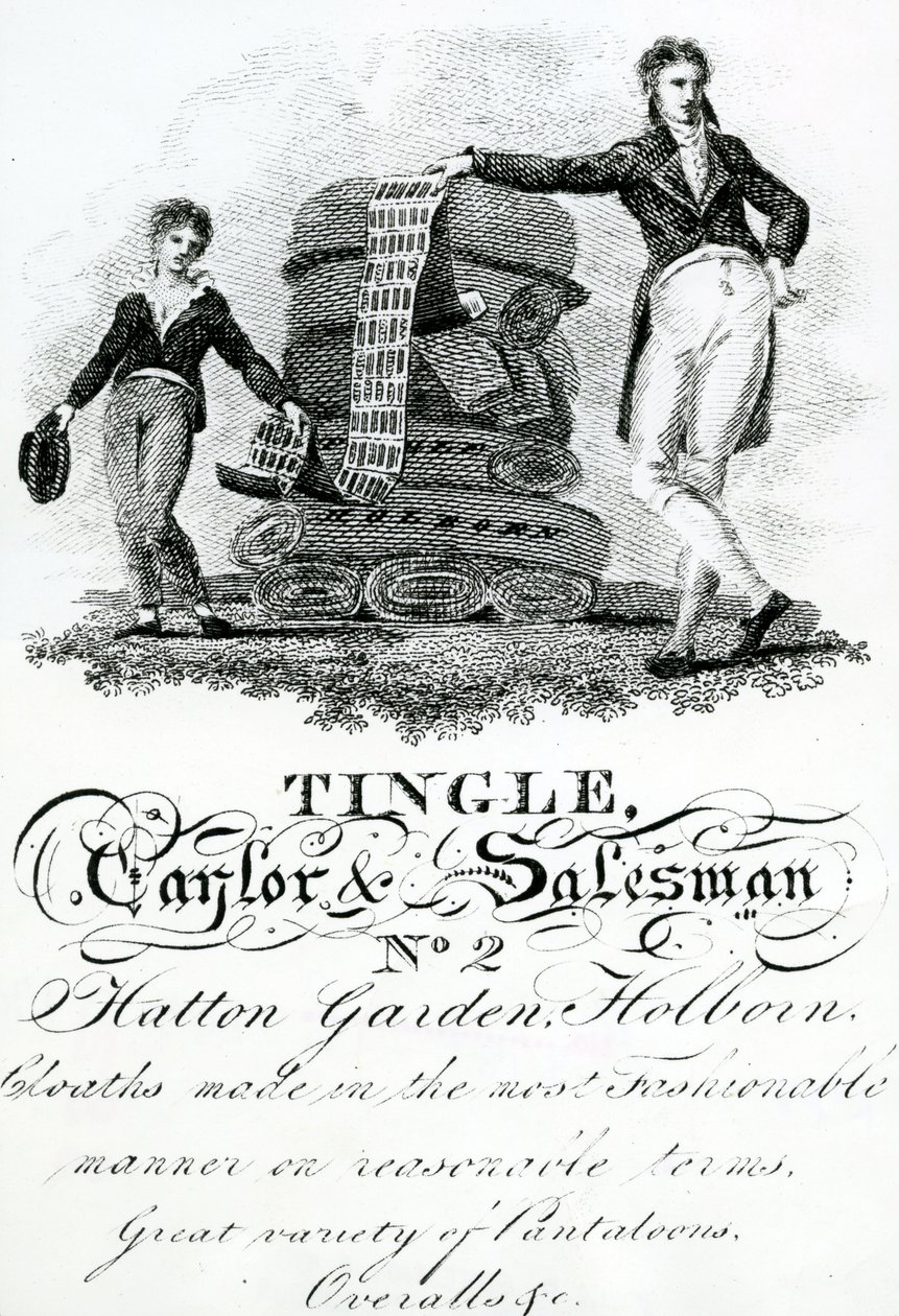 بطاقة تجارية لـ Tingle و Taylor and Salesman ، رقم 2 Hatton Garden ، Holborn (نقش) بواسطة مدرسة اللغة الإنجليزية
