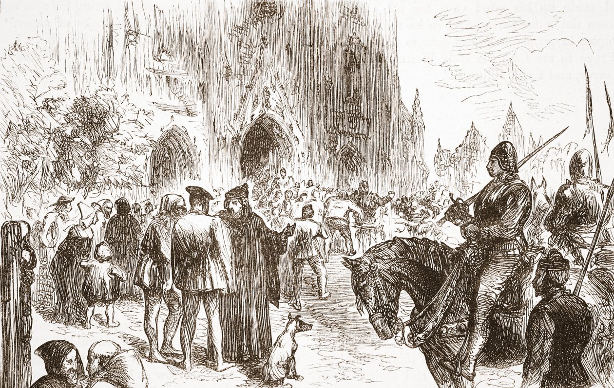 محاكمة جيروم: انتظار الجملة ، توضيح من تاريخ البروتستانتية بقلم جيمس أيتكين ويلي (1808-1890) ، حانة. 1878 بواسطة مدرسة اللغة الإنجليزية