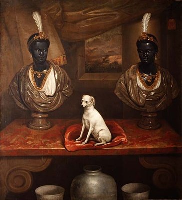 تمثالان من Blackamoor و Terrier ، حوالي عام 1720 بواسطة مدرسة اللغة الإنجليزية