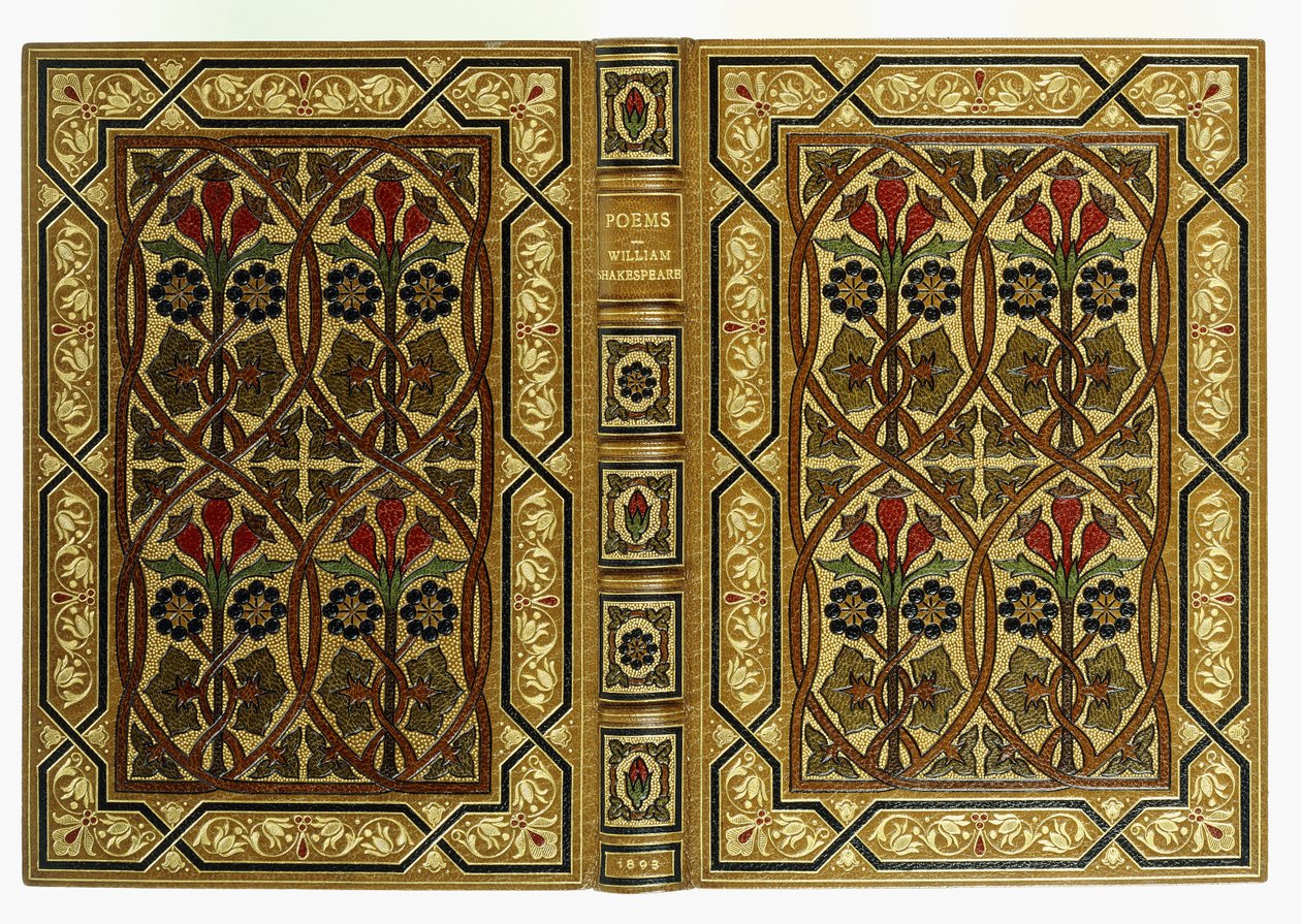 أغلفة علوية وسفلية ، بزهور في أنماط هندسية متداخلة على طراز فن الآرت نوفو ، 1893 بواسطة مدرسة اللغة الإنجليزية