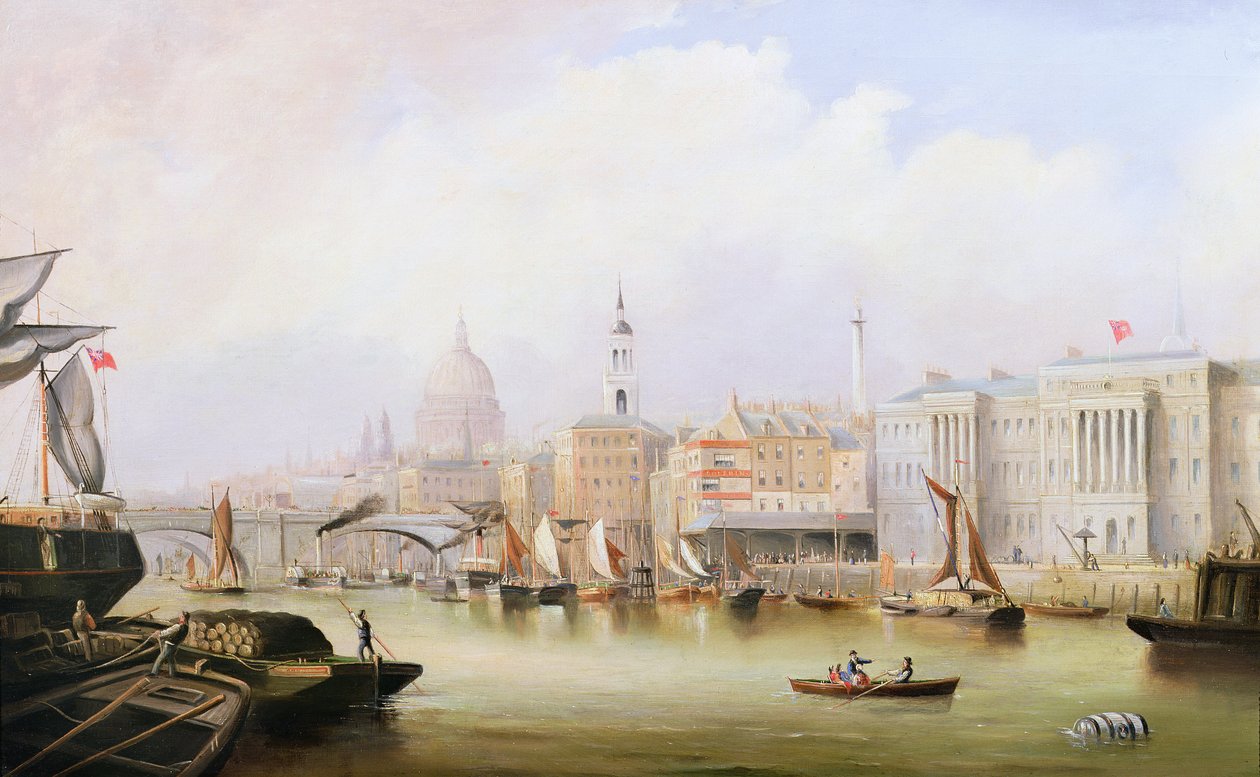 عرض أسفل نهر التايمز مع Blackfriars وكاتدرائية St. Pauls Beyond بواسطة مدرسة اللغة الإنجليزية