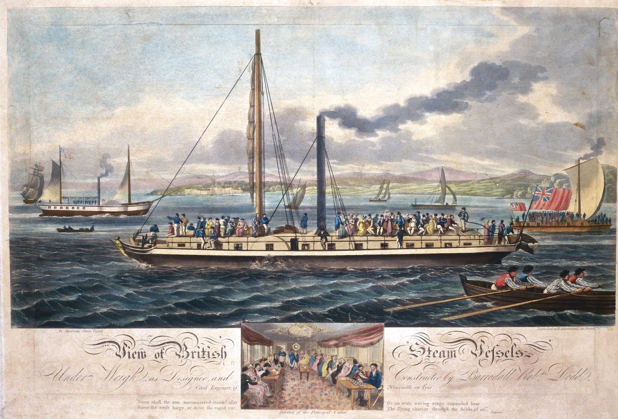 منظر لأوعية البخار البريطانية ، نشره R. Ackermann ، 1820-1851 (aquatint الملونة) بواسطة مدرسة اللغة الإنجليزية