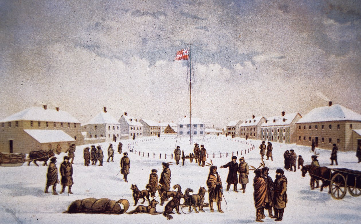 View of Fort Garry (colour litho) بواسطة مدرسة اللغة الإنجليزية