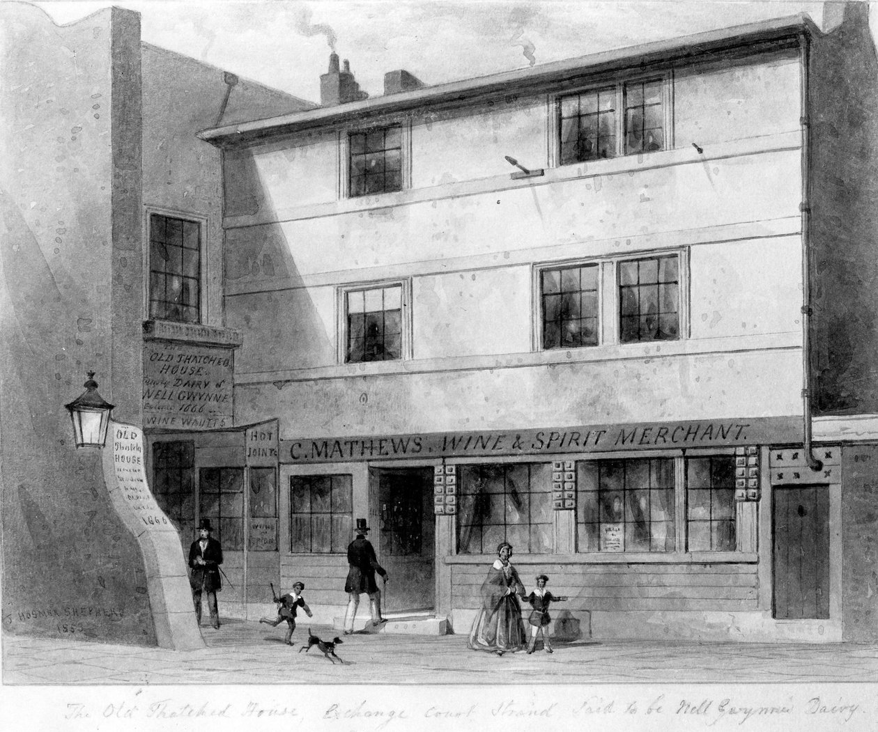 منظر لبيت من القش القديم ، محكمة الصرف ، 1853 بواسطة مدرسة اللغة الإنجليزية