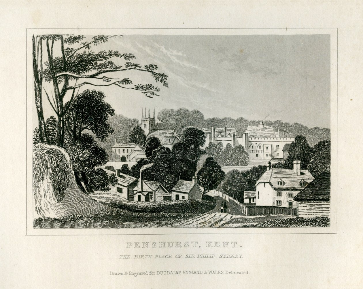منظر لـ Penshurst ، Kent ، c.1840 بواسطة مدرسة اللغة الإنجليزية