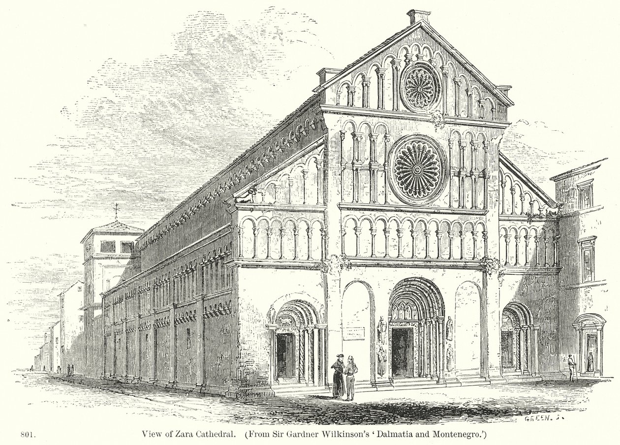 منظر لكاتدرائية زارا (نقش) بواسطة مدرسة اللغة الإنجليزية