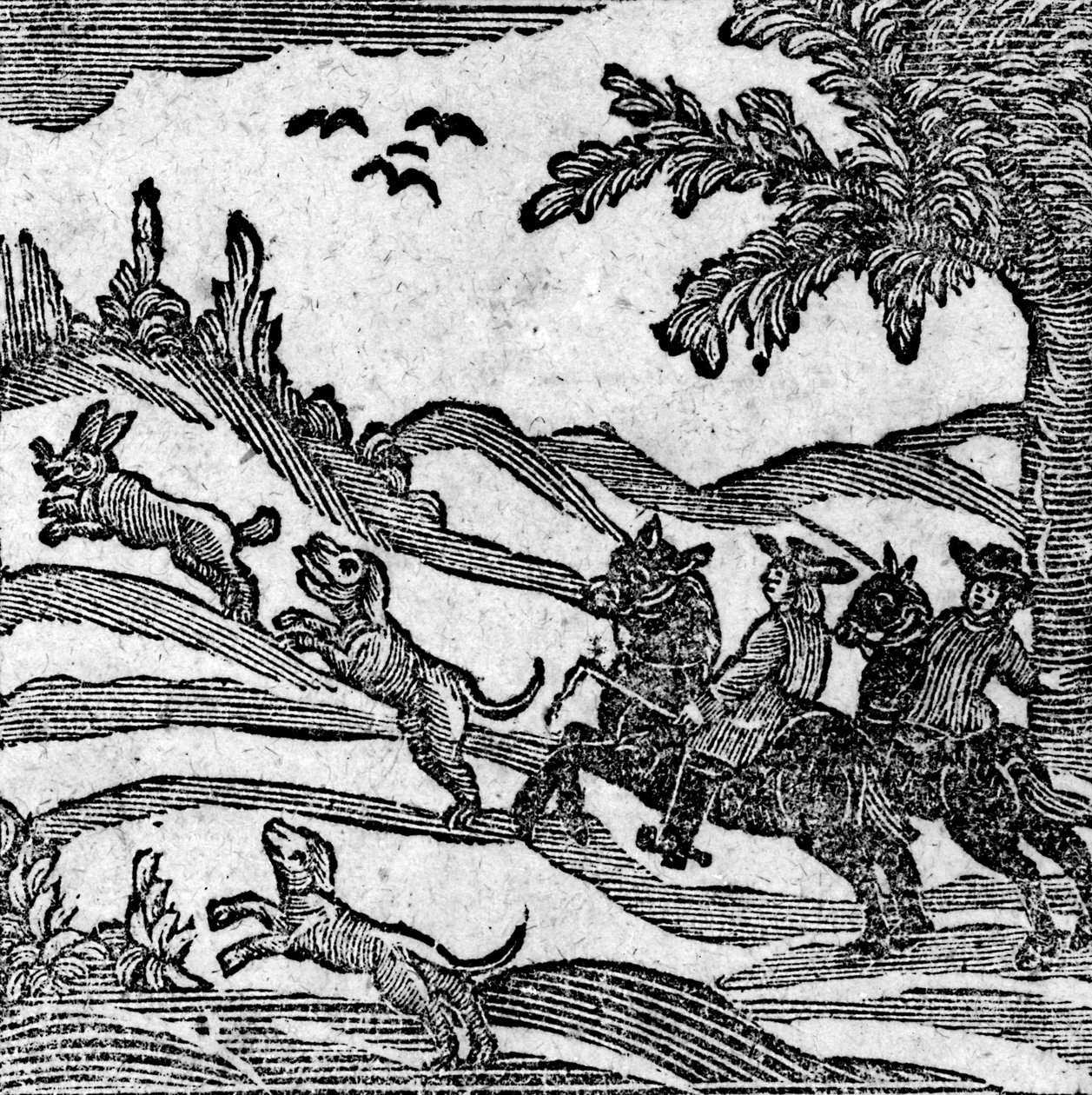 مشهد من مشهد الصيد من كتاب Abook of Roxburghe Ballads بواسطة مدرسة اللغة الإنجليزية
