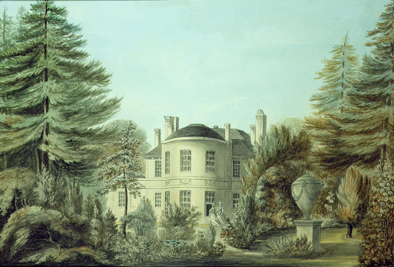 منظر لفيلا من القرن الثامن عشر ، c.1790 (مرحاض على ورق) بواسطة مدرسة اللغة الإنجليزية