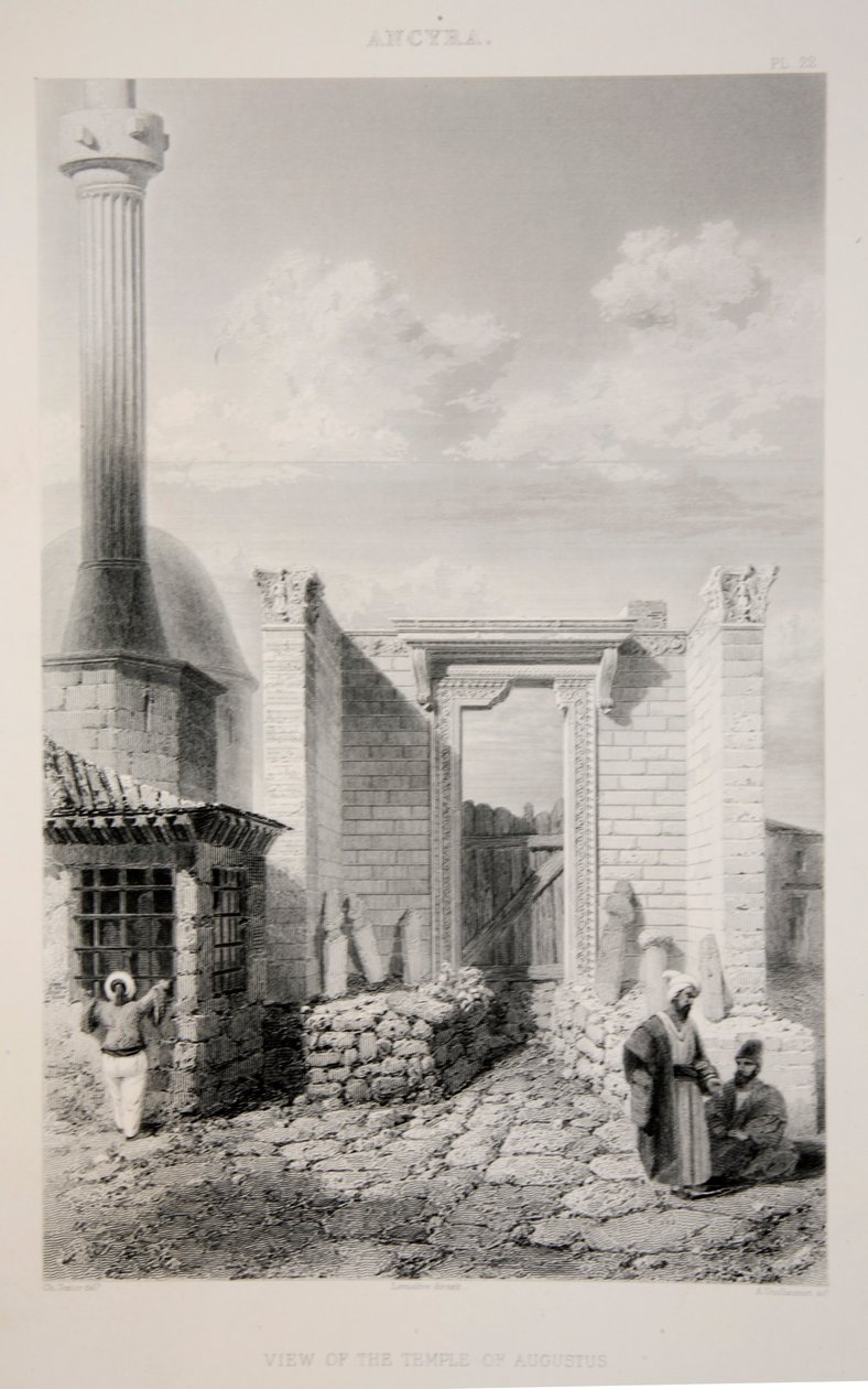 منظر لمعبد أغسطس ، حانة. 1863 ليثوجراف. بواسطة مدرسة اللغة الإنجليزية