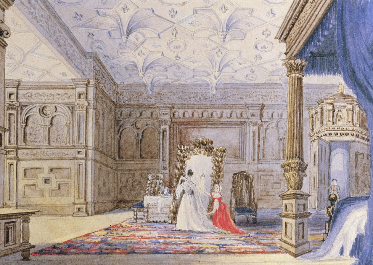 منظر للغرفة المرصعة ، قلعة سيزرج ، كمبريا ، c.1840 (مرحاض) بواسطة مدرسة اللغة الإنجليزية