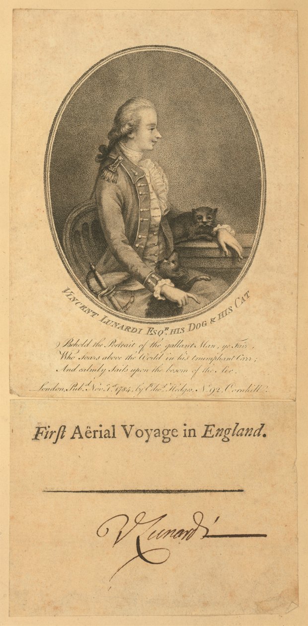 فنسنت لوناردي ، 1784 (نقش منقوش) بواسطة مدرسة اللغة الإنجليزية