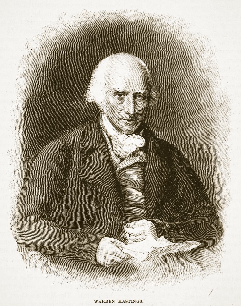 وارن هاستينغز ، رسم توضيحي من Cassells Illustrated تاريخ إنجلترا (صورة بني داكن) بواسطة مدرسة اللغة الإنجليزية