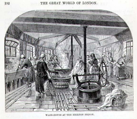 Wash-House at the Brixton Prison ، من "السجون الإجرامية في لندن ومشاهد الحياة في السجن" بواسطة هنري مايهيو (1812-1887) وجون بيني بواسطة مدرسة اللغة الإنجليزية