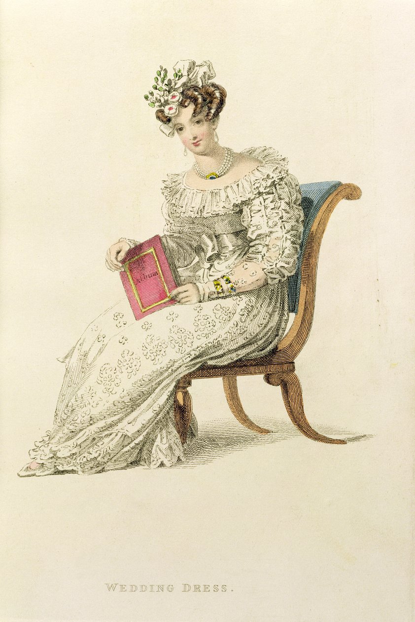 فستان الزفاف ، لوحة الموضة من Ackermanns Repository of Arts بواسطة مدرسة اللغة الإنجليزية