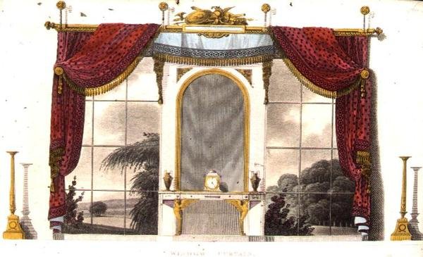 ستارة نافذة للمخدع ، اللوحة 3 من مستودع الفنون في أكرمان ، نُشرت عام 1809 (لون ليثو) بواسطة مدرسة اللغة الإنجليزية
