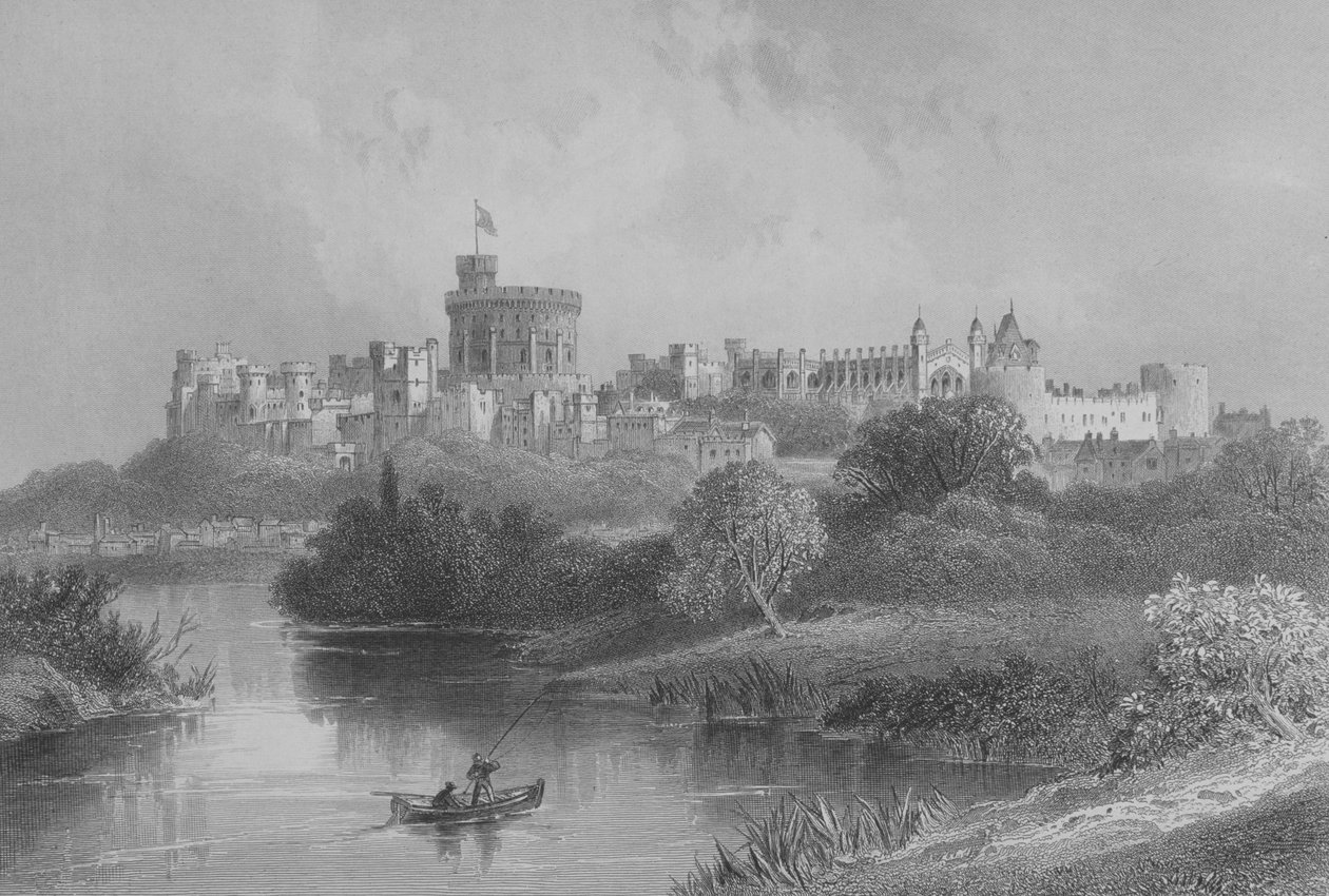 قلعة وندسور ، من معرض الجغرافيا بواسطة القس توماس ميلنر ، نُشر عام 1880 بواسطة مدرسة اللغة الإنجليزية