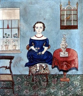 فتاة صغيرة ترقص على كرسي في الداخل حوالي عام 1840 (ألوان مائية على ورق) بواسطة مدرسة اللغة الإنجليزية