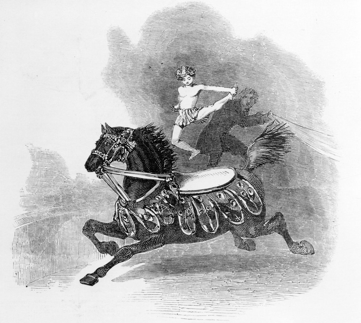 يونغ هيرنانديز ، في مدرج Astley ، رسم توضيحي من "أخبار لندن المصورة" ، 1849 بواسطة مدرسة اللغة الإنجليزية