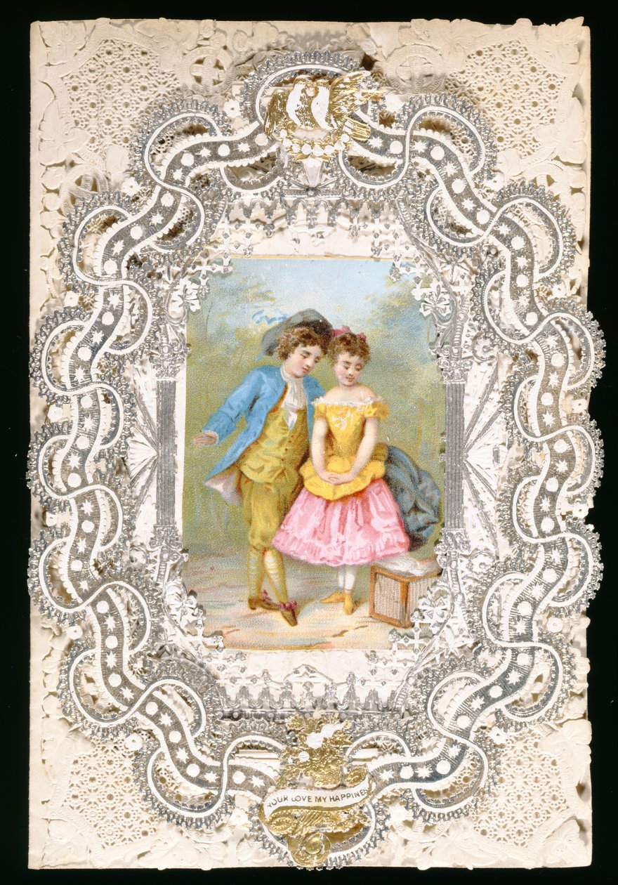 Your Love My Happiness، Valentine card، c.1870 (litho color on paper) بواسطة مدرسة اللغة الإنجليزية