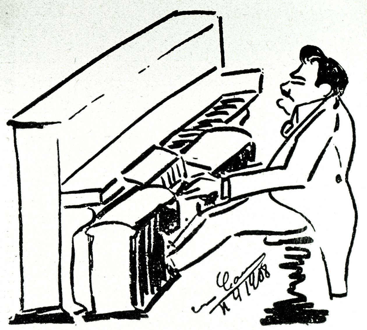 Autocaricature للمغني الغنائي إنريكو كاروسو في البيانولا بواسطة إنريكو كاروسو