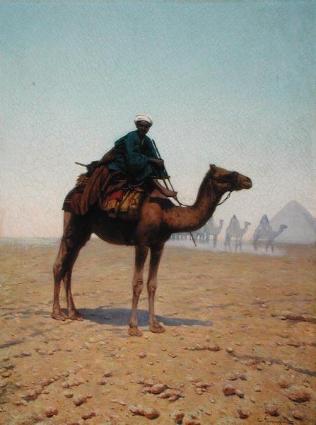 قافلة تعبر الهرم ، حوالي عام 1869 (زيت على قماش) بواسطة إنريكو تارينغي