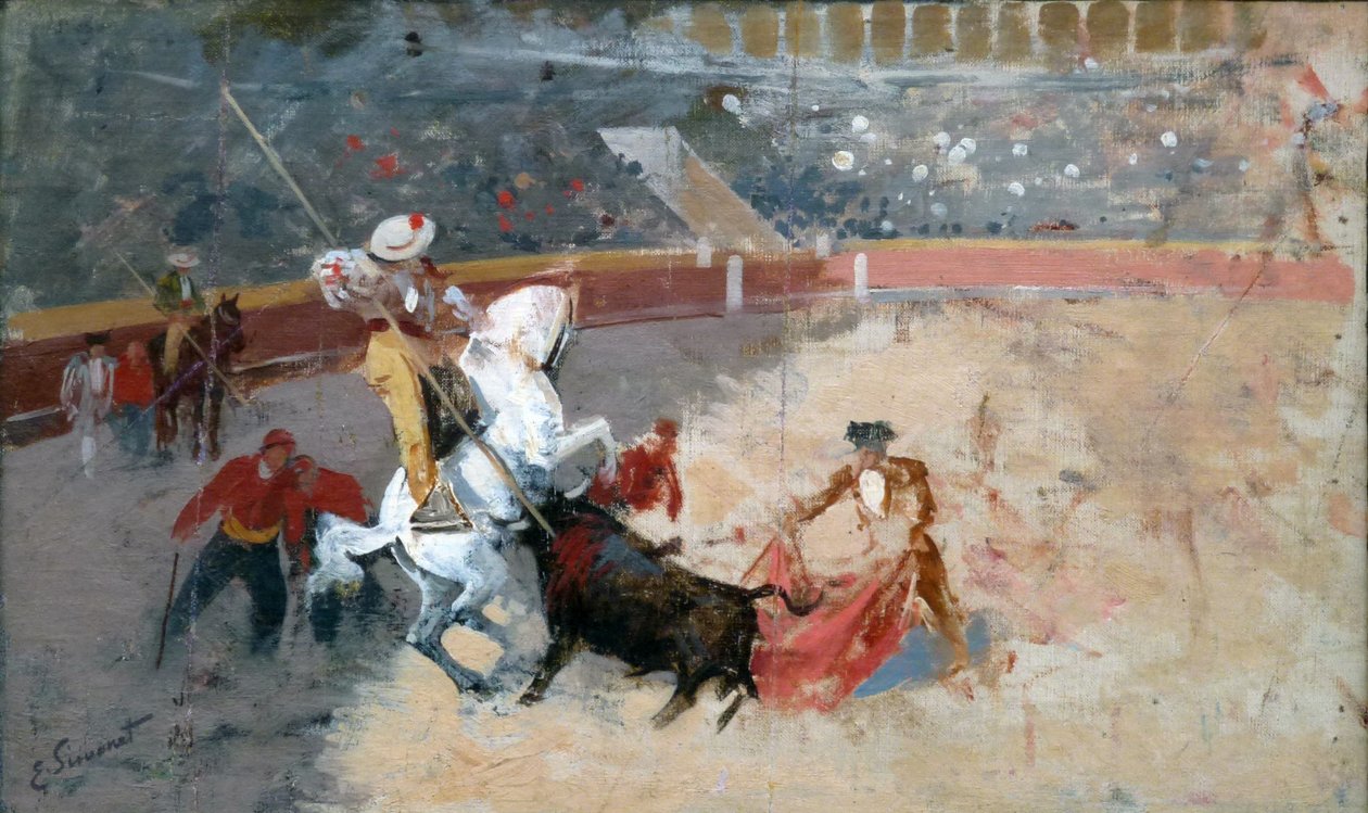 La suerte de varasLances المرحلة الأولى الثالثة من مصارعة الثيران على الطراز الإسباني بواسطة إنريكي سيمونيت