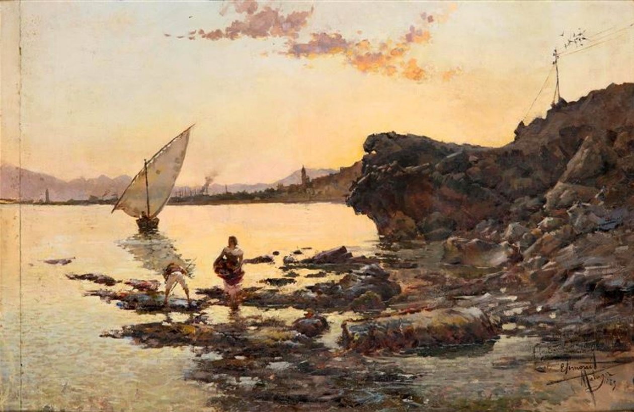 Playa de Malaga al atardecer المزيد من الشاطئ والغسق بواسطة إنريكي سيمونيت