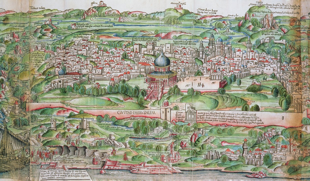 خريطة مدينة القدس ، من "الحج في الأرض المقدسة" بقلم برنارد فون بريدنباخ (1440-97) بواسطة إيرهارد ريويتش