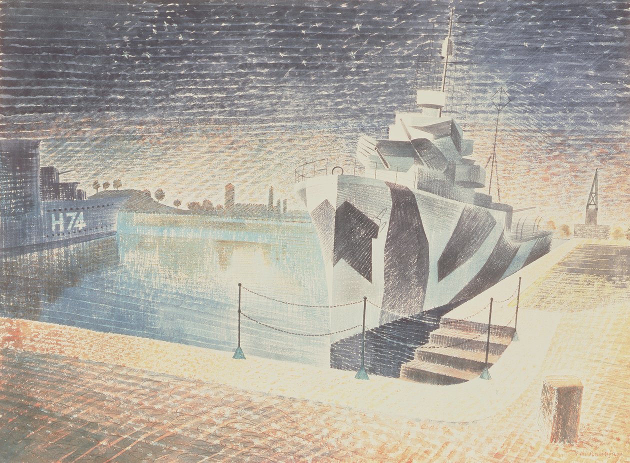 المدمرات في الليل ، c.1942 بواسطة إريك رافيليوس