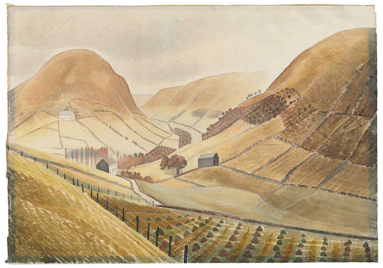 Corn Stooks and Farmsteads - Hill Farm ، Capel-yffin ، Wales ، 1938 بواسطة إريك رافيليوس