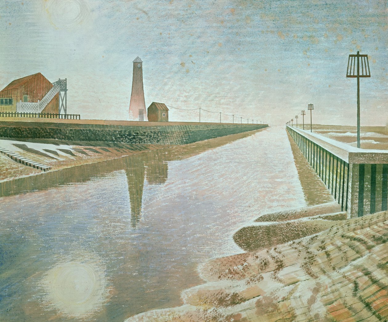 Rye Harbour ، 1938 (قلم رصاص ومرحاض على ورق) بواسطة إريك رافيليوس